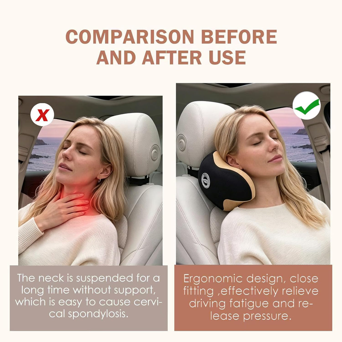 SPRFUFLY Make Relaxing Car Headrest Pillow, Car Neck Pillow for Driving