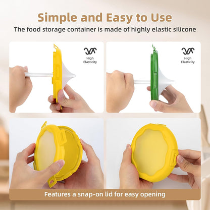 TQRR Avocado Saver and Onion Holder-4Pcs Fruit Fresh Storage Containers | Reusable Silicone, Refrigerator Use, For Fruits & Vegetable Containers, Fits Apples, Lemons, Potatoes, Oranges,Tomatoes