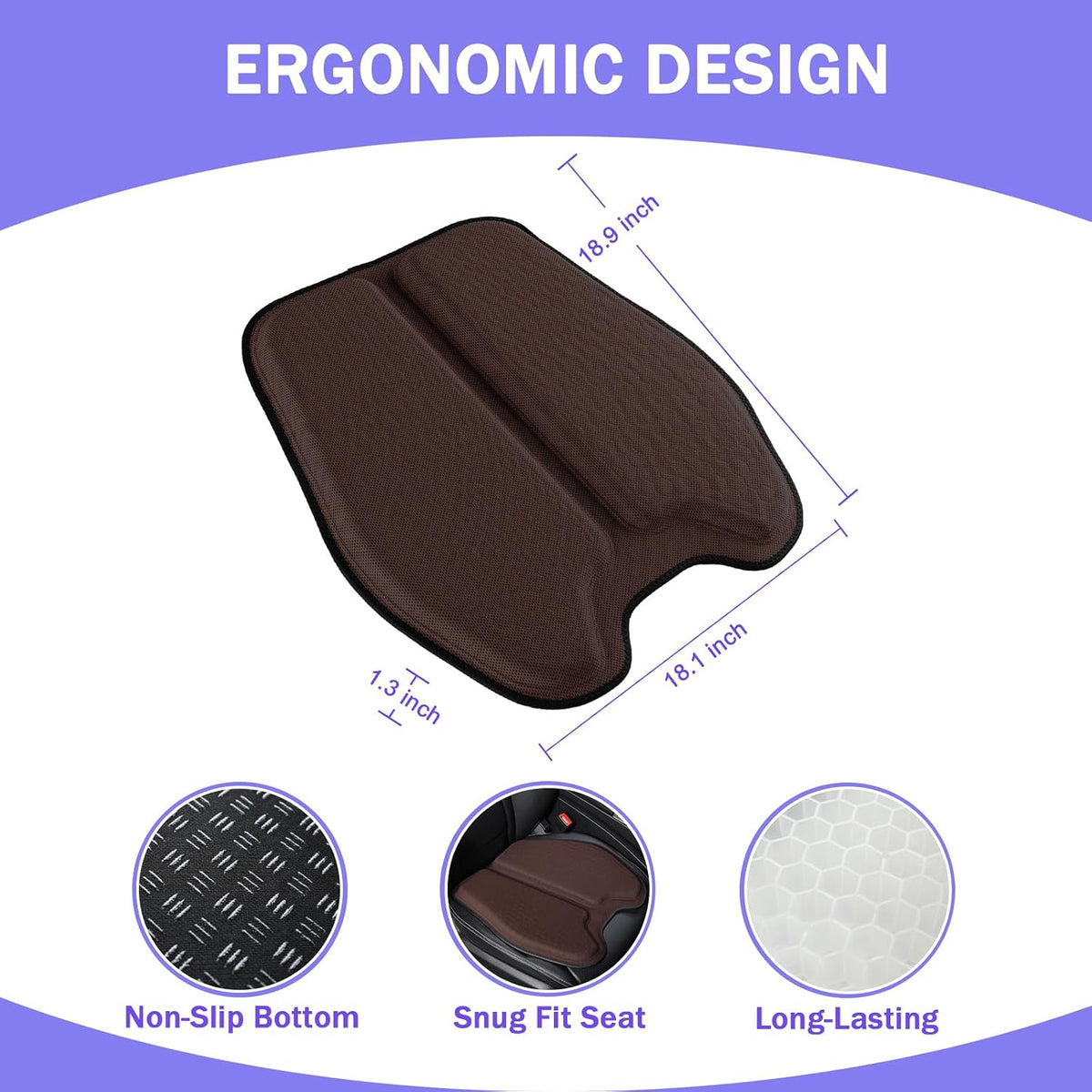 Soft Thin Gel Seat Cushion with 1 Inch Gel - Sciatica Relief