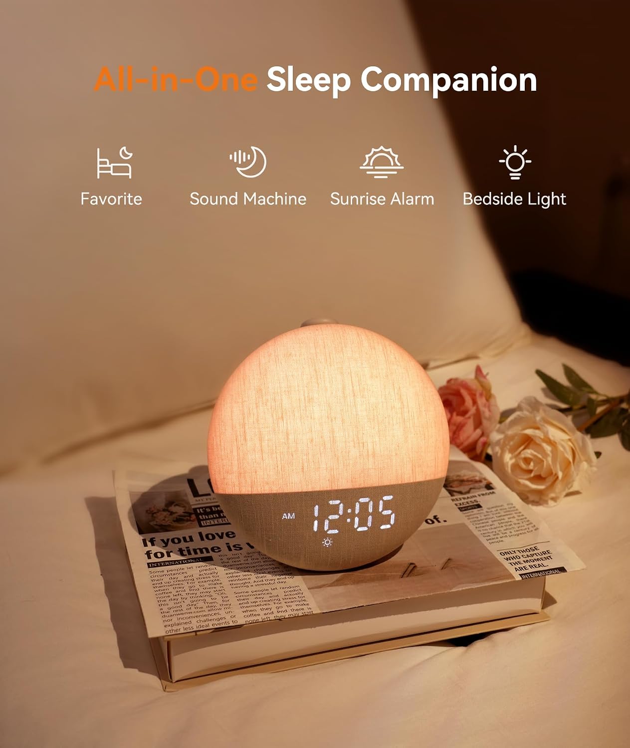Dreamegg Sunrise 2 Alarm Clock with Sound Machine for Sleep, 29 Sounds | White Noise Machine, Sunrise Wake-Up, Dimmable Night Light, One-Tap Routine, No App, Bedrooms, Heavy Sleepers