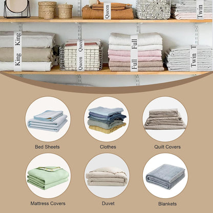 20 Pieces Bed Sheet Organizer Bands with Size Labels for Linen Storage