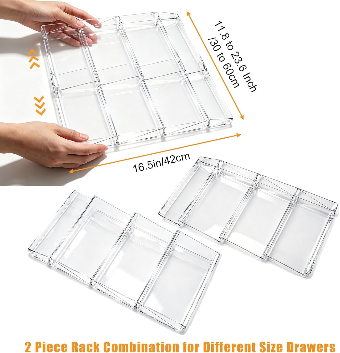 Spice Drawer Organizer,4 Tier Clear Acrylic Spice Rack for Drawer | Expandable 11.8 to 23.6,Seasoning Organizer Tray for Kitchen Drawer,Keep Spice Labels Visible and Easy to Grab,Organizer Only