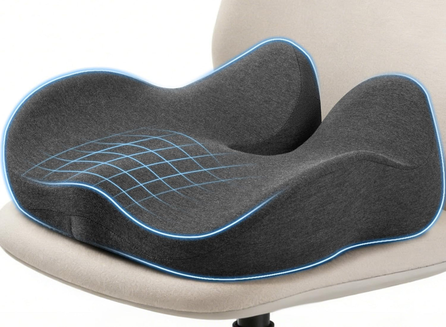 Office Chair Cushion Tailbone Pressure Relief Long Sitting Comfort Large | Ergonomic High-Density Memory Foam Seat Cushion,Removable Washable Cover for Long Hours of Desk Sitting,Dark Gray