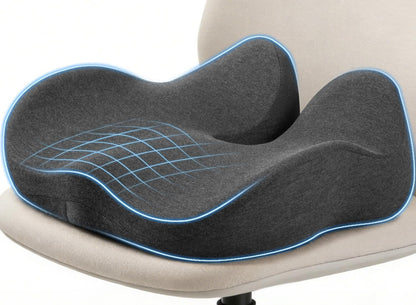 Office Chair Cushion Tailbone Pressure Relief Long Sitting Comfort Large | Ergonomic High-Density Memory Foam Seat Cushion,Removable Washable Cover for Long Hours of Desk Sitting,Dark Gray