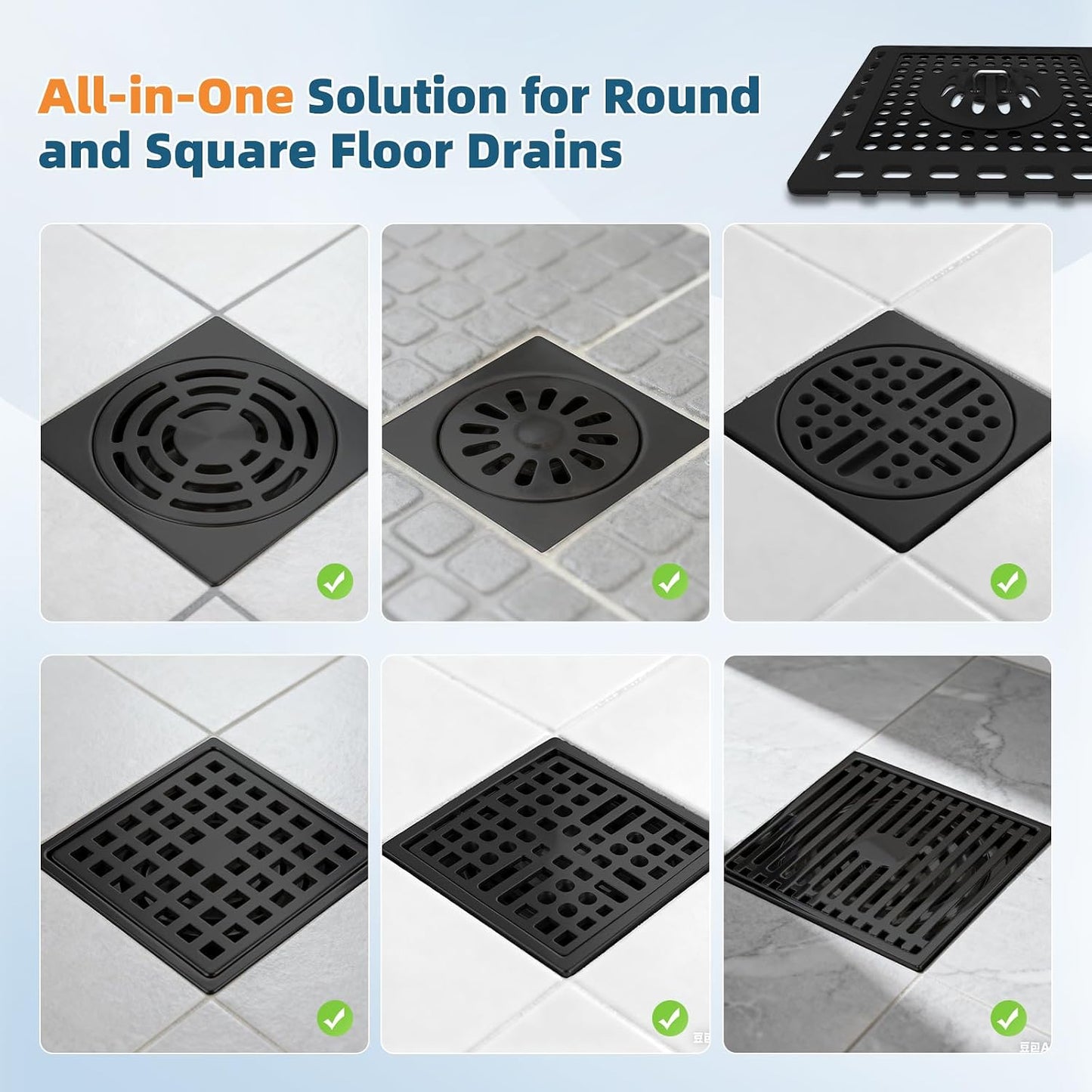 Hibbent Upgraded Shower Drain Hair Catcher for Bathroom Floor 4" Drain, Anti-Clogging Shower Drain Cover, Stainless Steel & Silicone Drain Strainer with Handle, Shower Drain Protector, Grey