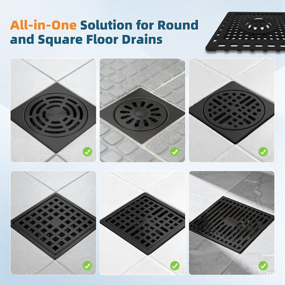 Hibbent Upgraded Shower Drain Hair Catcher for Bathroom Floor 4" Drain, Anti-Clogging Shower Drain Cover, Stainless Steel & Silicone Drain Strainer with Handle, Shower Drain Protector, Grey