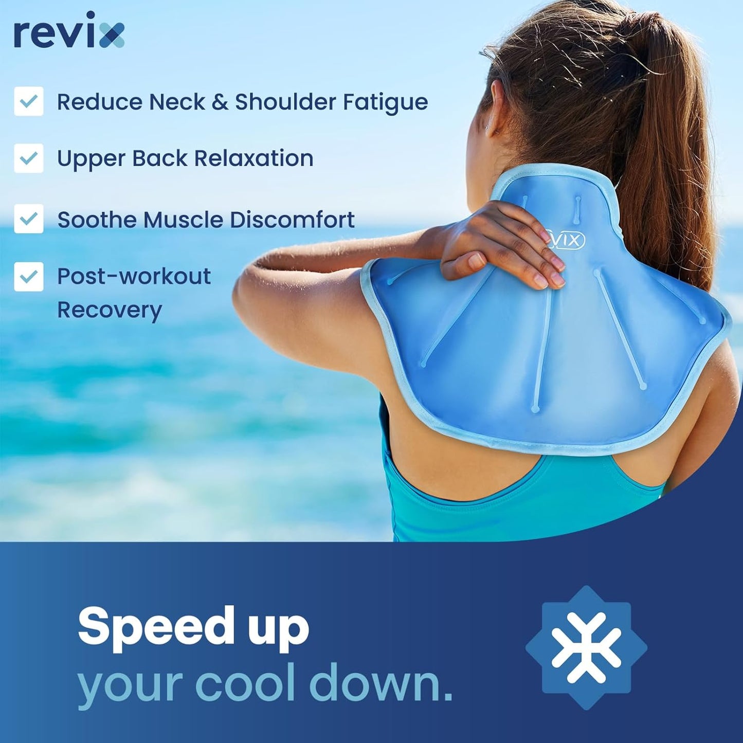 REVIX Neck Ice Pack Wrap – Reusable Hot Cold Gel Pack for Neck and Shoulder, Large Flexible Design with Soft Plush Lining, Cervical Gel Ice Wrap Ideal for Post-Workout Recovery, Fatigue & Relaxation