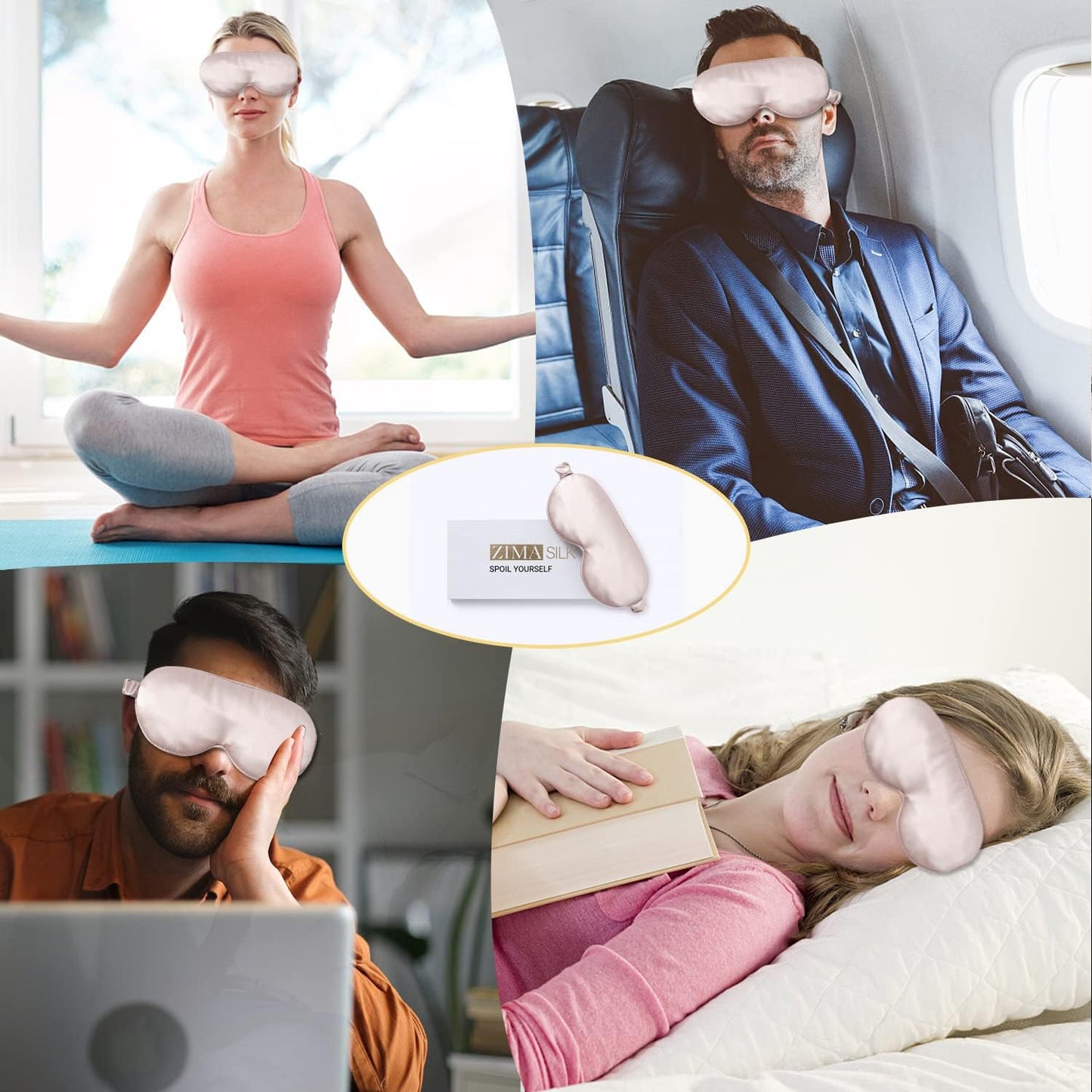 ZIMASILK Adjustable 22 Momme 100% Pure Mulberry Silk Sleep Mask, 3D Contoured Cup Eye Mask for Sleeping, Super Soft Breathable Blindfold, Perfect Blocks Light for Sleeping (Black)