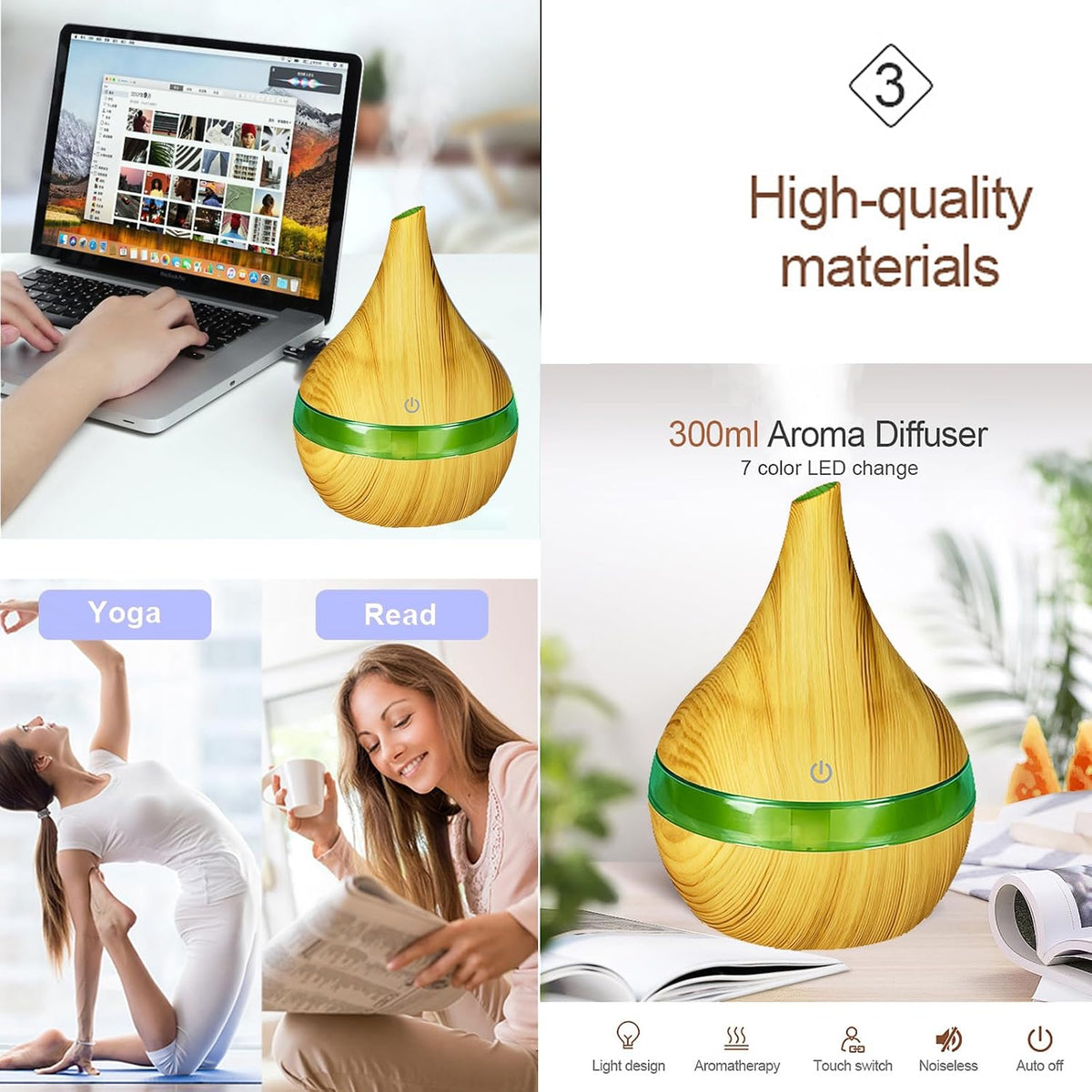 300ml Cool Mist 7 Colorful Lights Humidifier, 10-20 Hour Runtime for Plants