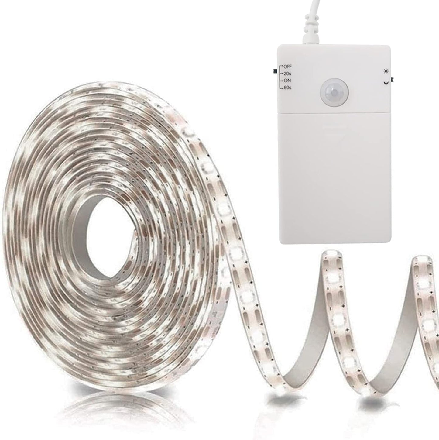 9.8Ft 90 LED Battery Operated Motion Sensor Closet Strip Lights for Stairs | Motion Sensor Cabinet Strip Lights, Motion & Night Sensor Safe Tape Light for Cupboard Wardrobe Kitchen (Cool White)