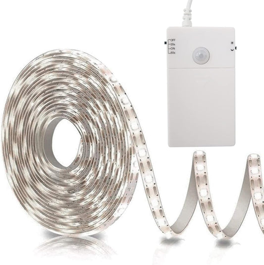 9.8Ft 90 LED Battery Operated Motion Sensor Closet Strip Lights for Stairs | Motion Sensor Cabinet Strip Lights, Motion & Night Sensor Safe Tape Light for Cupboard Wardrobe Kitchen (Cool White)
