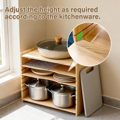 6 Tier Wooden Tray Dividers for Cabinets, Cookie Sheet Organizer 15.7" W x 16.5" H x 12.6" D Baking Sheets, Pans and Cutting Boards Organizer for Kitchen Cabinets or Countertop