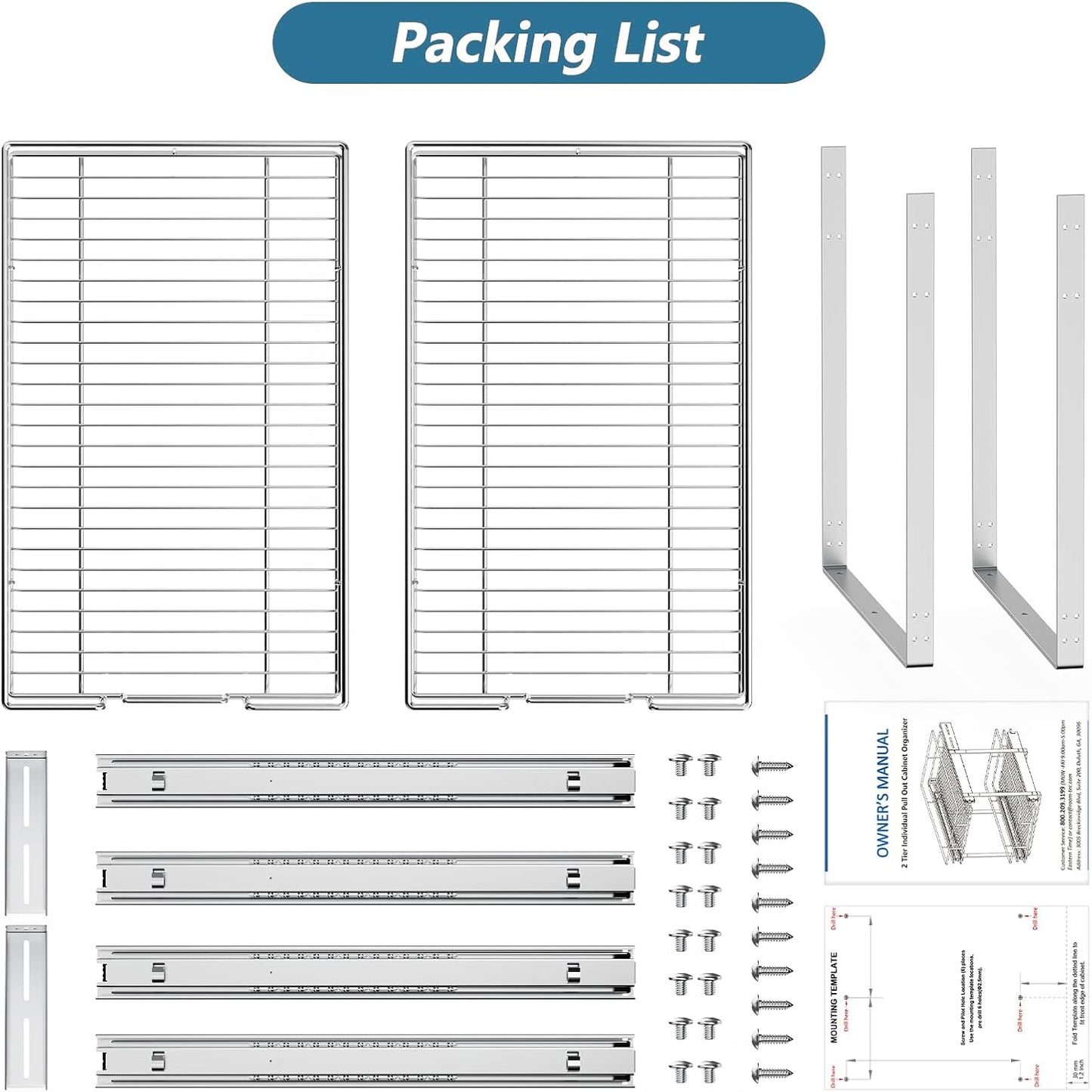 LOVMOR 2 Tier Individual Pull Out Cabinet Organizer 11" W x 18" D, Slide Out Kitchen Cabinet Storage Sliding Shelves