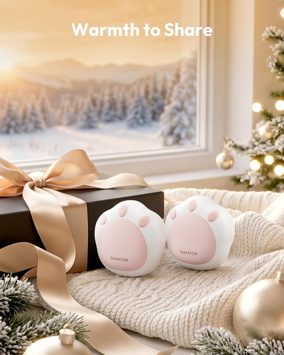 Gaiatop Hand Warmers Rechargeable, 2 Pack Pocket Warmer Cute Cat Paw | Magnetic, 3 Levels, Reusable Portable Electric Heater, Travel Essentials, Stocking Stuffers, Gifts for Women, Men, Cat Lover