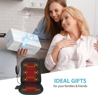 Back Massager with Heat, Vibration Massage Seat Cushion for Chair | 5 Modes, 4 Intensities, 2 Heat Levels, Vibration Chair Pad for Desk Workers Home Office Chairs Recliner Relaxation Gifts