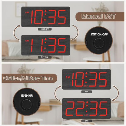 DreamSky Wooden Digital Alarm Clock for Bedroom with Large Numbers