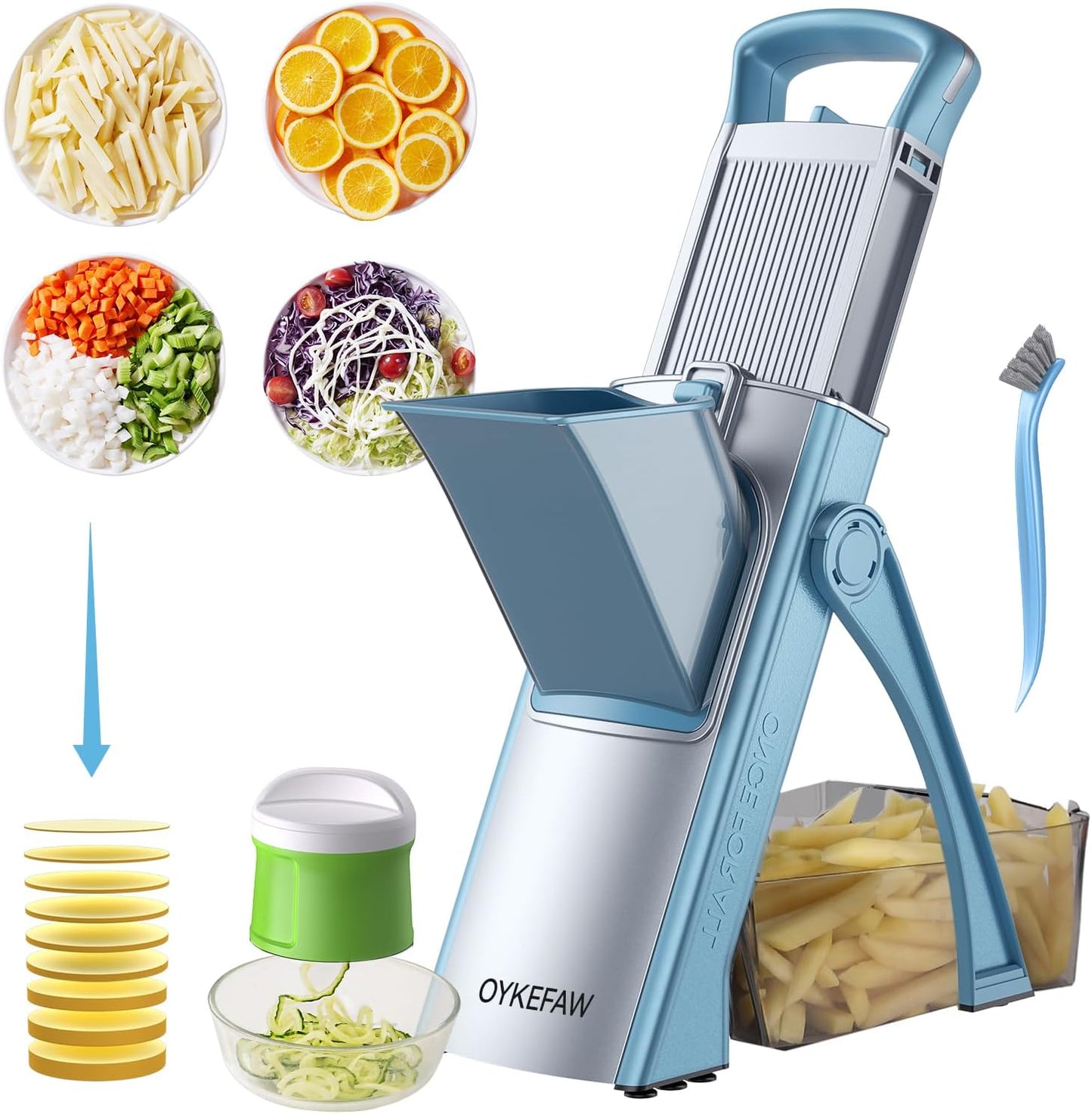 Safe Mandoline Slicer for Kitchen, Potato Slicer for Chips,Vegetable Cutter | Potato Slicer for Chips, 6 in 1 Vegetable slicer with Thickness Adjuster, Faster Kitchen Slicer for Meal Prep (Only Slice)
