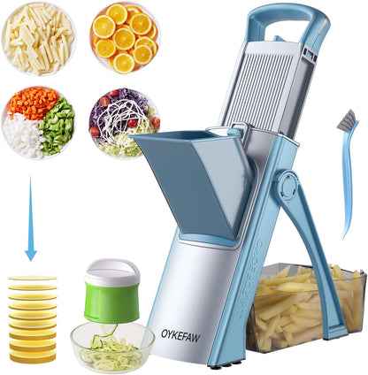 Safe Mandoline Slicer for Kitchen, Potato Slicer for Chips,Vegetable Cutter | Potato Slicer for Chips, 6 in 1 Vegetable slicer with Thickness Adjuster, Faster Kitchen Slicer for Meal Prep (Only Slice)