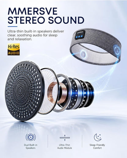 Sleep Headphones Headband, Bluetooth 5.4 Sleeping Headphones for Side Sleepers, Wireless Headband Headphones with Ultra-Thin Stereo Speakers for Sports, Workout, Travel, Meditation