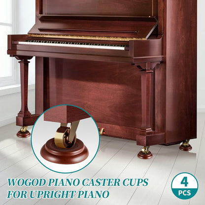 Piano Caster Cups Leg Floor Protectors WOGOD Upright Piano Caster Cups Felt Bottom Leg Pads for Wood Floor Furniture …