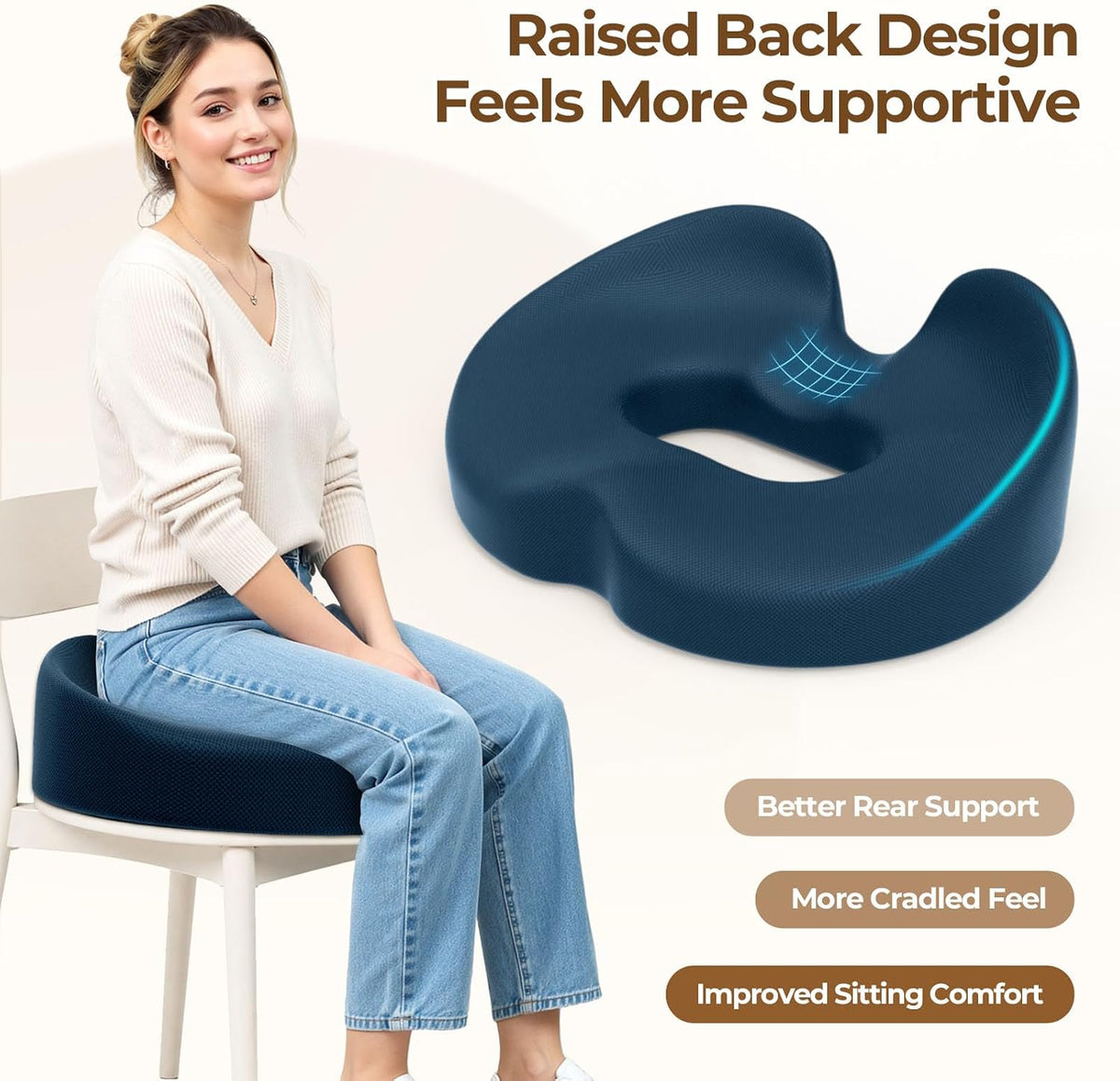 TushGuard Donut Pillow Seat Cushion Memory Foam Lifting Cushions, Black