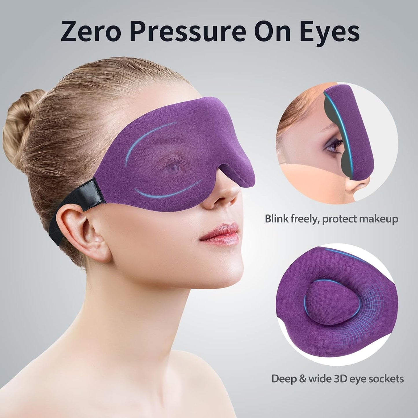 NEWVANGA Sleep Mask for Back and Side Sleeper, Travel Eye Cover, Blue | Block Out Light, 3D Night Blindfold, Zero Pressure Breathable, Lightweight Sleeping Eye Mask, Flight Naps shift Work Yoga