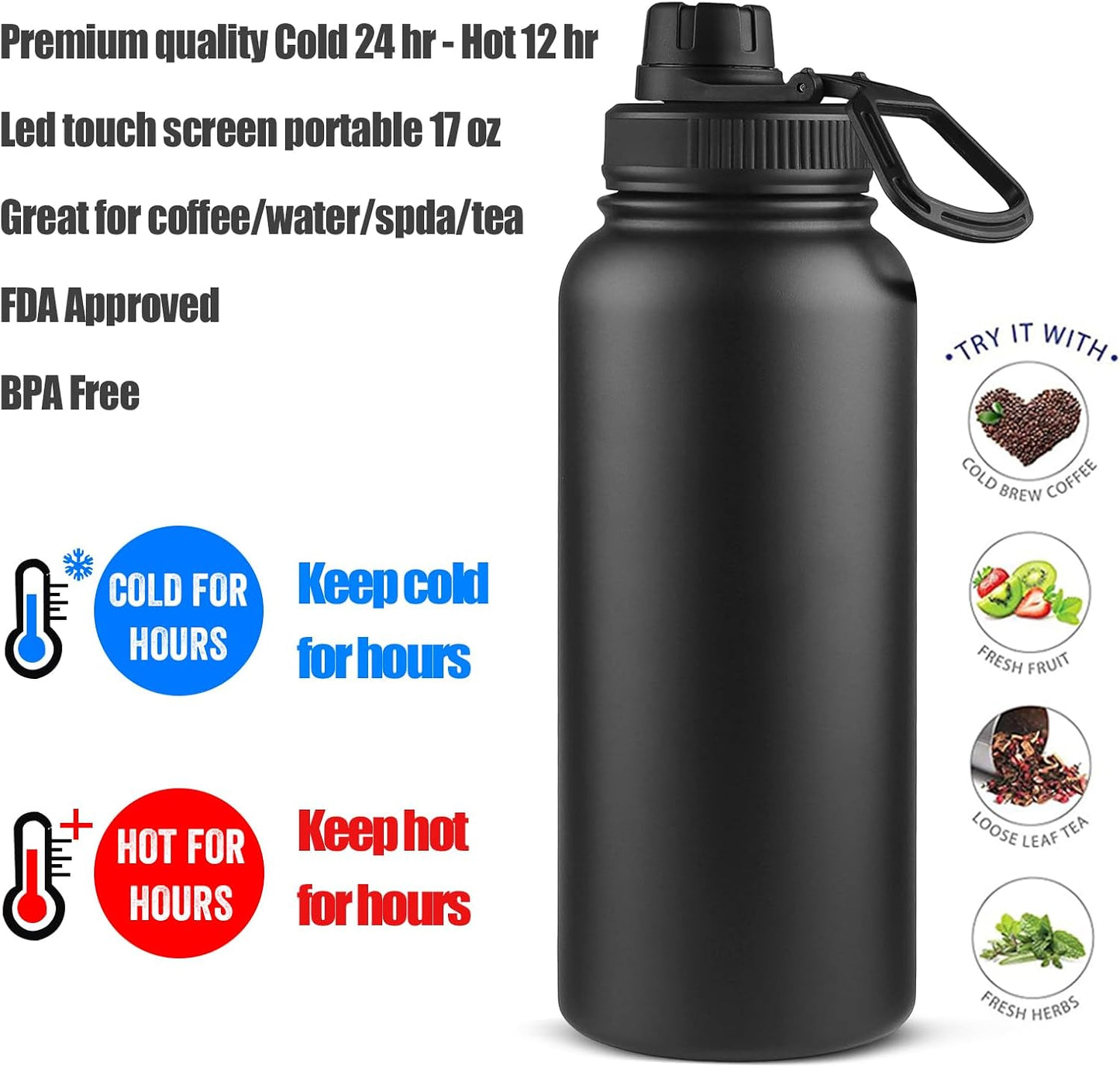 Sivaphe Infuser Travel Mug with Removable loose leaf Tea Strainer Tea Filter Water Bottle 18/8 Stainless Steel Insulated Tumbler for Women Rosegold