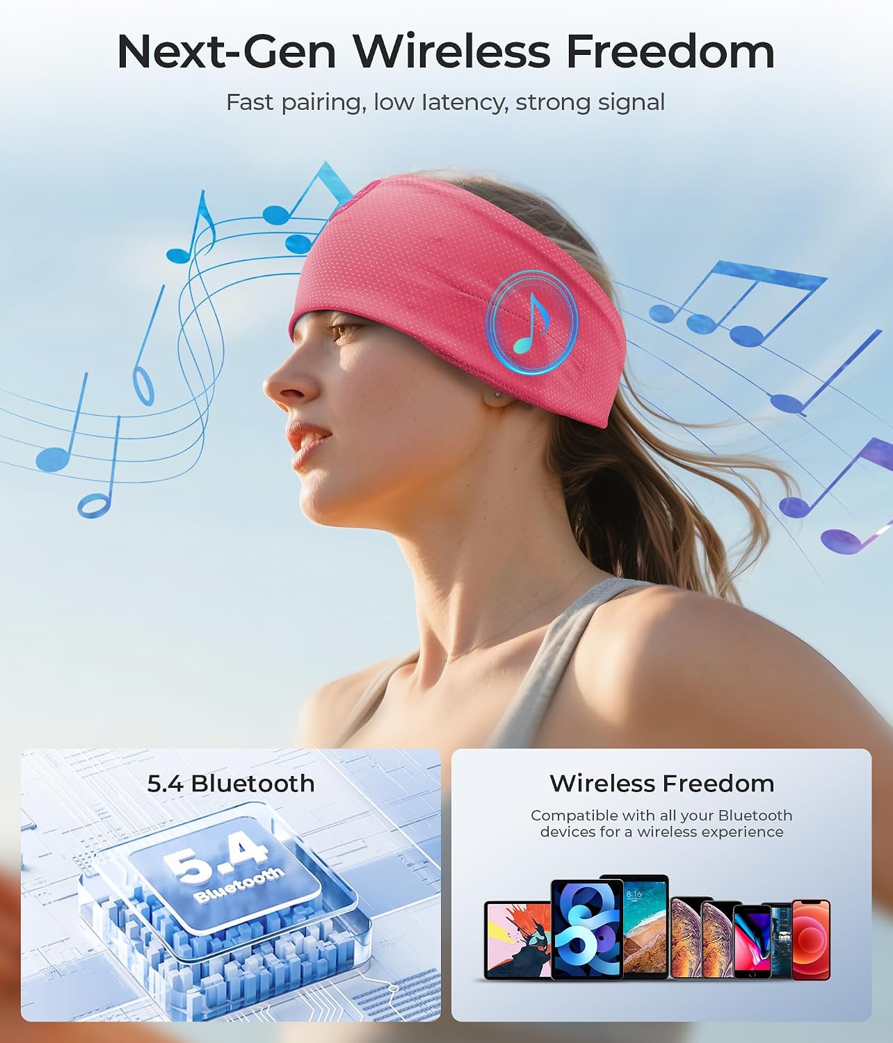ink-topoint Sleep Headphones Bluetooth Headband, Wireless Sports Earphones | Sleeping Headphone for Side Sleepers with HD Stereo Speakers Breathable Headbands for Running, Yoga, Travel, Women&Men
