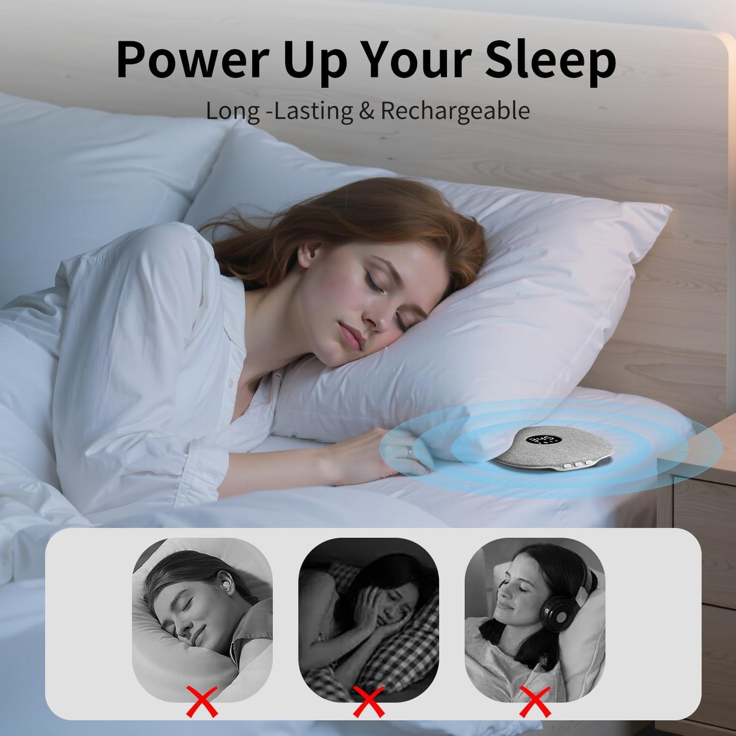 Under Pillow Speaker for Sleeping, Pillow Speaker for Sleeping with White Noise &Timer, Wireless Sleep Aid with Stereo Bass Private Sleep Headphones for Side Sleepers-Light Purple