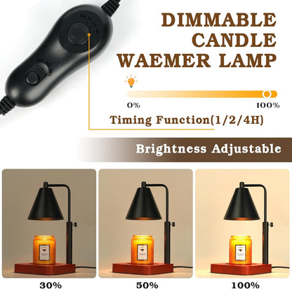 Modern Candle Warmer Lamp with Timer, Dimmable Candle Lamp Warmer, Mothers Day Birthday Gifts for Women Men, Black Candle Warmer, Adjustable Candle Light Warmer, Cozy Living Room Bedroom Home Decor