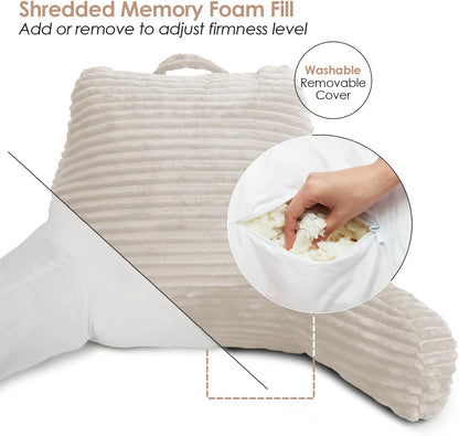 Clara Clark Reading Pillow for Bed Adult – Back Pillow for Sitting in Bed, Standard Bed Pillows for Sitting Up, Foam Chair Pillow, Sage Green Rest Pillow