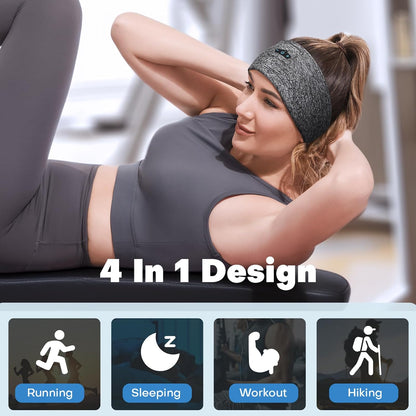 Sleep Headphones Bluetooth Headband for Side Sleeper 2-Pack, 17H Playtime, Wireless Headband Headphones with HD Stereo Speakers for Workout,Running,Yoga, Ideal Gifts for Men, Women, Teens