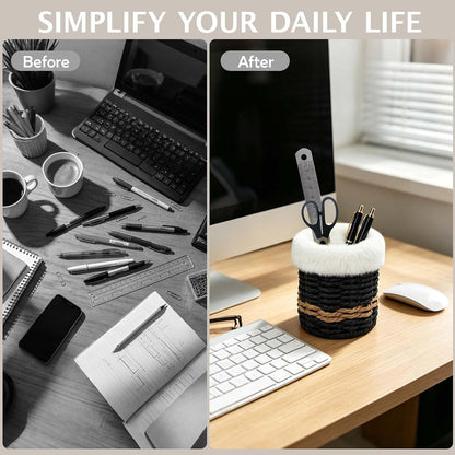 Paper Rope Plush Lined Eyelasses Holder Stand for Nightstand Desk