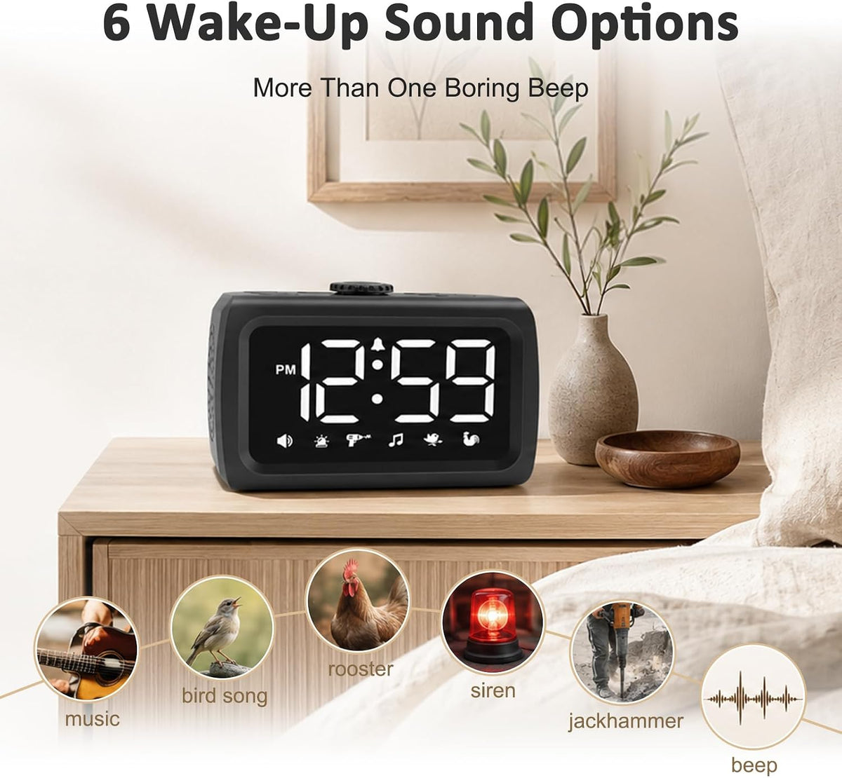Peakeep Super Loud Alarm Clock for Heavy Sleepers Adults Teens, Big Numbers