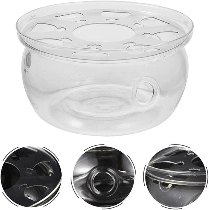 TEHAUX Retro Style Glass Teapot Warmer with Heat Preservation Base for Tea Ceremony Supply Compact and Safe Heating Stand for Home Office Tea Houses and Shops Elegant Candle Stand Design