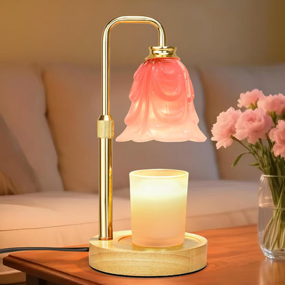 XJZJY Pink Flower Candle Warmer Lamp with Timer, Birthday Gifts for Women