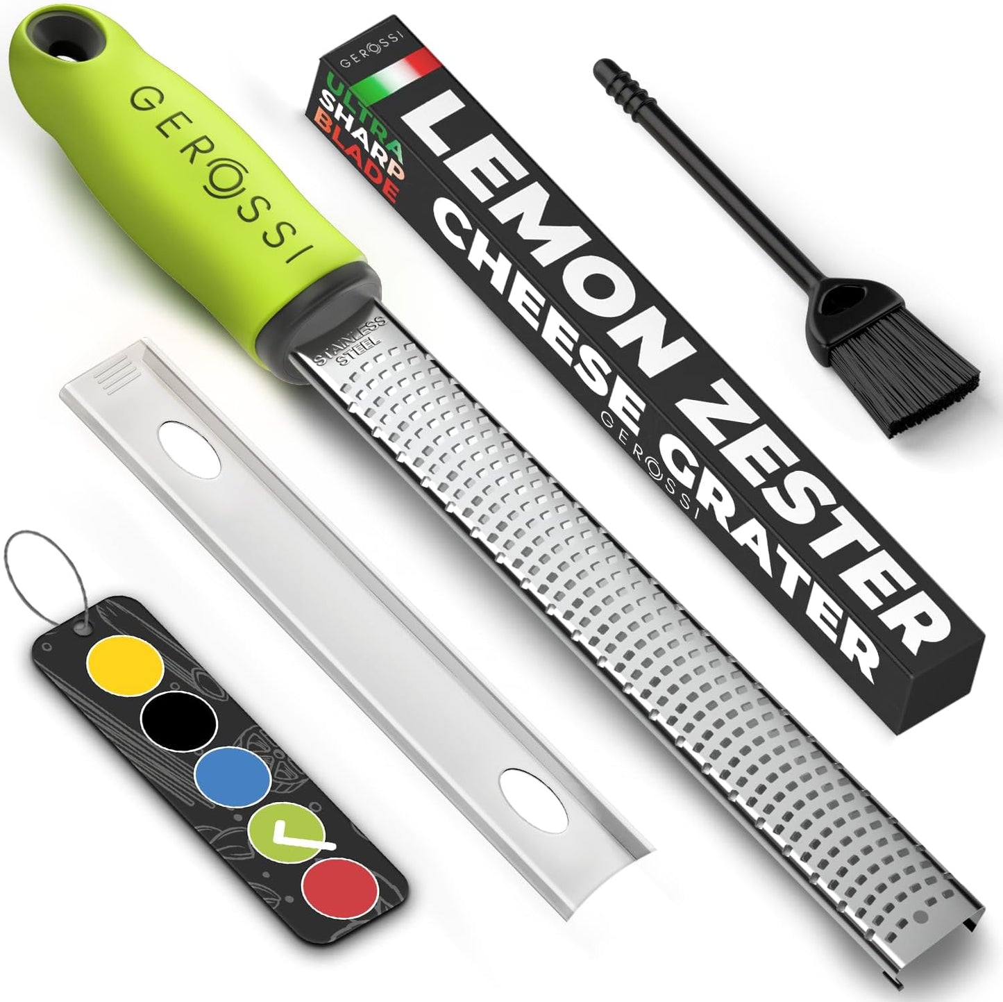 Stainless Steel Cheese Grater & Lemon Zester w/Extra Sharp Blade - Perfect for Lemon, Parmesan, Garlic, Chocolate - Spice Up any Dish in Seconds w/Your Premium Citrus Hand Grater with Handle - Blue