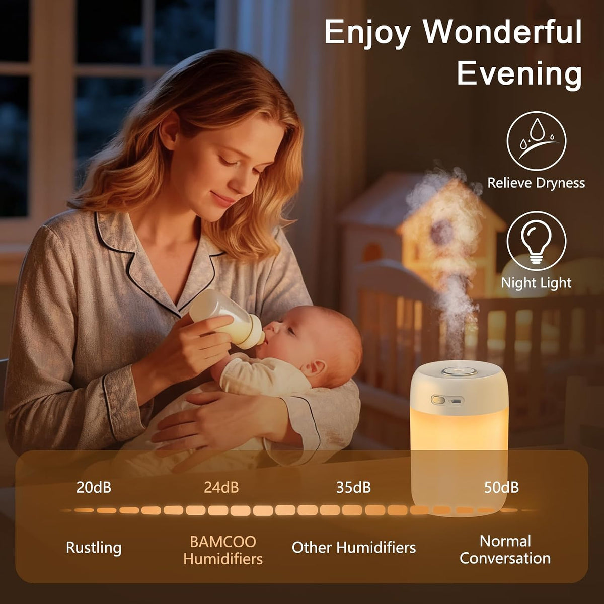 Plant Humidifier Indoor, 650ml Humidifier for Plants, Gray