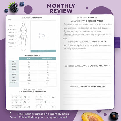 Clever Fox Wellness Planner & Food Journal for Weight Loss, A5 Orange | 5.8"x8.3" nutrition & exercise tracker for women tracking meals, diet & symptom diary, calorie counter notebook, stickers