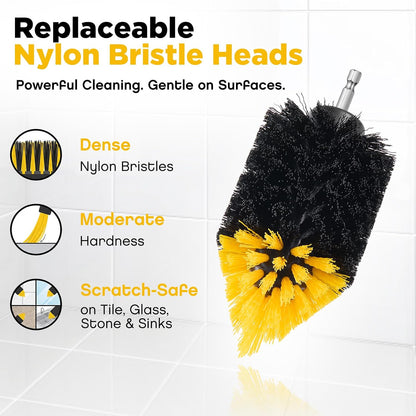 10 Pack Tile Corner Drill Brush Heads Bulk, 1/4 Inch Hex Shank Nylon Drill Brush Attachments for Grout Shower Door Tracks Bathroom Kitchen Bathtub Sink Tiles Corner Cleaning