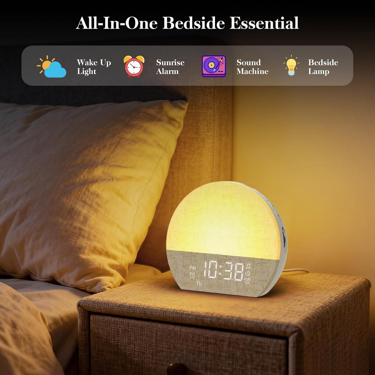 KEPLUG Sunrise Alarm Clock Sound Machine with Dual Alarm for Heavy Sleepers