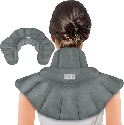 REVIX Microwave Heating Pad for Neck and Shoulders Back, Microwavable Heated Neck Wrap Warmer with Moist Heat, Lavender Aromatherapy Hot and Cold Pack