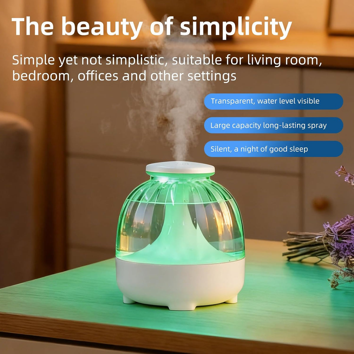 650ml USB Humidifiers for Bedroom Cool Mist Humidifier Quiet Air Humidifiers USB humidifiers for Living Room Home Office,2 Mist Modes,Night Light White