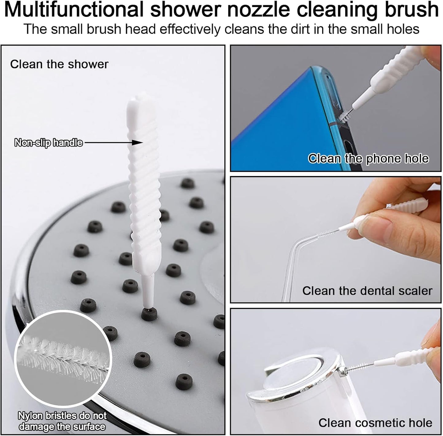 Crevice Cleaning Brushes (White) Deep Clean Set for Kitchen, Appliances, Grout, and Narrow Spaces - Small Detail Scrub Brush for Tile