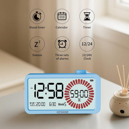 Visual Timer for Kids and Adults with Alarm Clock,LCD Digital 60-Minute Countdown Timer Time Management Tool for Home, School, or Work