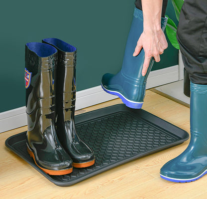 Boot Tray for Entryway,Hard Plastic Boot Mat,Shoe Tray,Shoe Mat for Indoor and Outdoor Use (Black Flower (Hard Plastic), 29.5X14.9 inch)