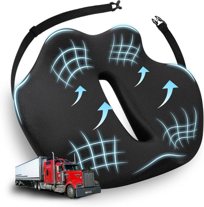 X-Large Truck Seat Cushion for Truck Drivers, Memory Foam Support