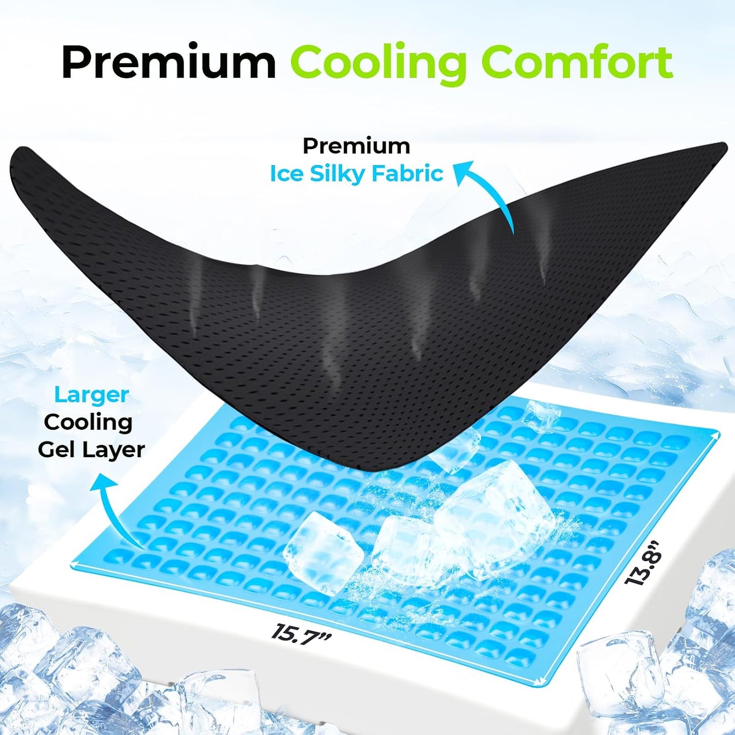 AUVON Gel Ventilation Seat Cushion with Innovation Heat Dissipation Design | Supportive Memory Foam Wheelchair Cushion for Back & Tailbone Comfort, Waterproof Cover, Anti-Sore & Ulcer, Buckle Strap