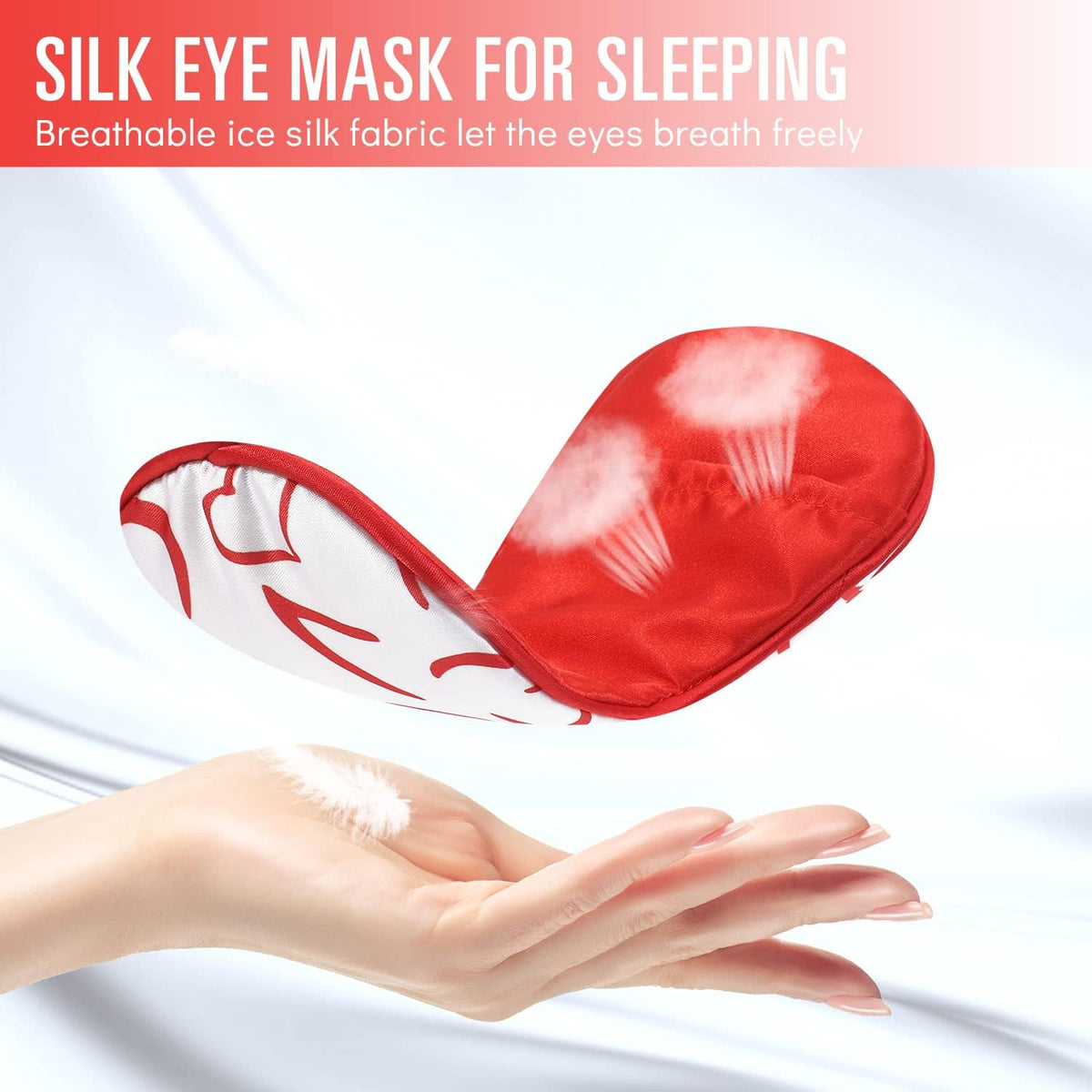 Silk Sleep Mask with Cooling Gel Eye Mask, Warm and Cold Compress, Heated Eye Mask for Tired Eyes, Stain Eye Cover Sleeping Mask for Travel, Home, Office, Yoga, Total Blackout (Black)