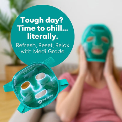 Medi Grade Cooling Face Mask, Gel Ice Pack for Face with Lycra Cover